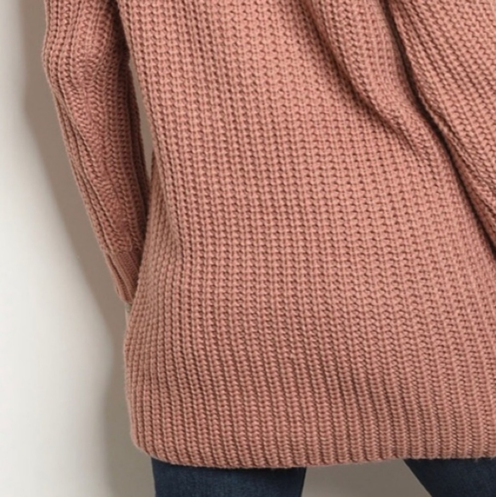 💗 Last 1! Mauve Cold Shoulder Chunky Knit Sweater - Picture 6 of 8